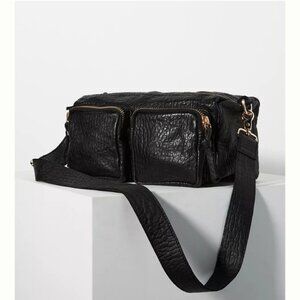 Anthropologie Boxy Leather Crossbody Bag- Black